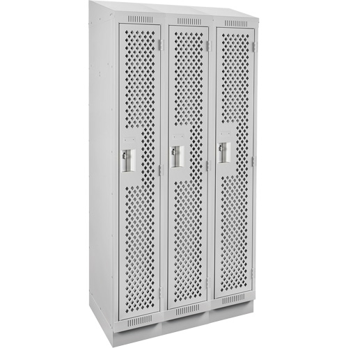 Casiers Clean Line, Bloc de 3, 36" x 15" x 82", Acier, Gris, Rivet (assembl&eacute;), Perfor&eacute; NRZ Safety Inc.