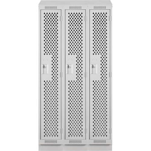 Casiers Clean Line, Bloc de 3, 36" x 15" x 82", Acier, Gris, Rivet (assembl&eacute;), Perfor&eacute; NRZ Safety Inc.