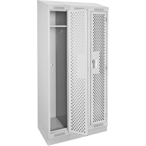 Casiers Clean Line, Bloc de 3, 36" x 15" x 82", Acier, Gris, Rivet (assembl&eacute;), Perfor&eacute; NRZ Safety Inc.