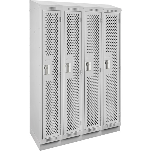 Casiers Clean Line, Bloc de 4, 48" x 15" x 82", Acier, Gris, Rivet (assembl&eacute;), Perfor&eacute; NRZ Safety Inc.