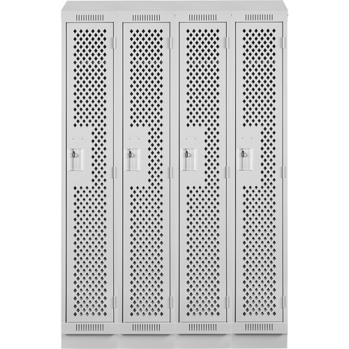 Casiers Clean Line, Bloc de 4, 48" x 15" x 82", Acier, Gris, Rivet (assembl&eacute;), Perfor&eacute; NRZ Safety Inc.