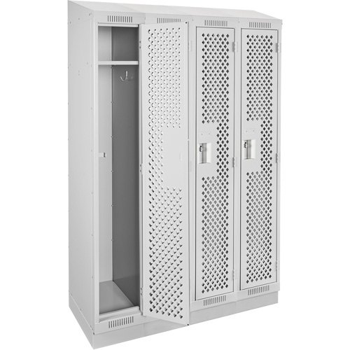 Casiers Clean Line, Bloc de 4, 48" x 15" x 82", Acier, Gris, Rivet (assembl&eacute;), Perfor&eacute; NRZ Safety Inc.