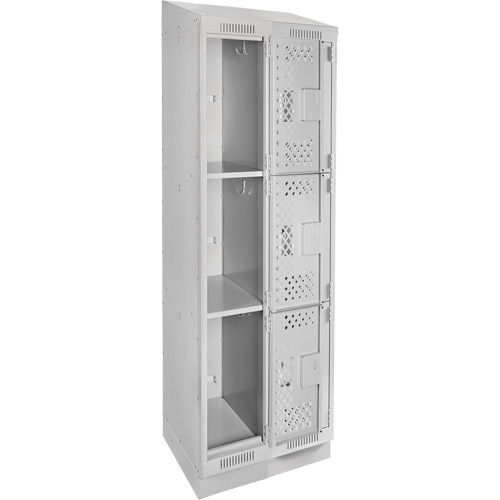 Clean Line Lockers, 3 -tier, Bank of 2, 24" x 18" x 82", Steel, Grey, Rivet (Assembled), Perforated NRZ Safety Inc.