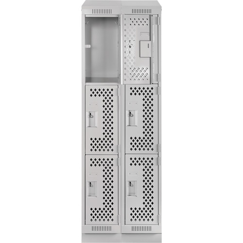 Clean Line Lockers, 3 -tier, Bank of 2, 24" x 18" x 82", Steel, Grey, Rivet (Assembled), Perforated NRZ Safety Inc.