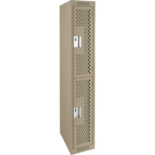 Clean Line Lockers, 2 -tier, 12" x 15" x 72", Steel, Beige, Rivet (Assembled), Perforated NRZ Safety Inc.