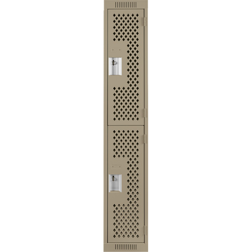Clean Line Lockers, 2 -tier, 12" x 15" x 72", Steel, Beige, Rivet (Assembled), Perforated NRZ Safety Inc.
