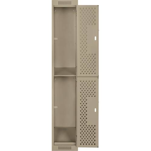 Clean Line Lockers, 2 -tier, 12" x 15" x 72", Steel, Beige, Rivet (Assembled), Perforated NRZ Safety Inc.