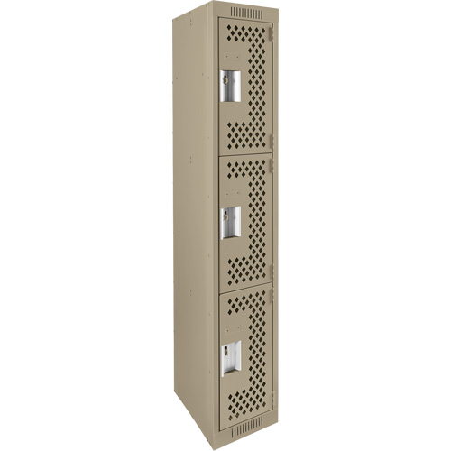 Casiers Clean Line, 3 niveaux, 12" x 12" x 72", Acier, Beige, Rivet (assembl&eacute;), Perfor&eacute; NRZ Safety Inc.