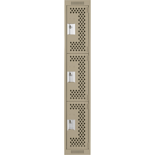 Casiers Clean Line, 3 niveaux, 12" x 12" x 72", Acier, Beige, Rivet (assembl&eacute;), Perfor&eacute; NRZ Safety Inc.