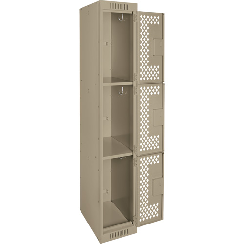 Casiers Clean Line, 3 niveaux, 12" x 12" x 72", Acier, Beige, Rivet (assembl&eacute;), Perfor&eacute; NRZ Safety Inc.
