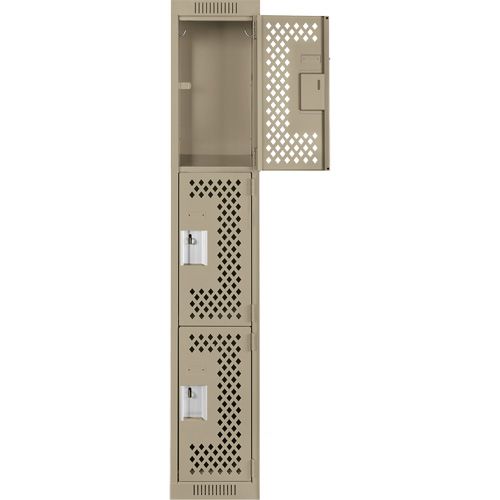 Casiers Clean Line, 3 niveaux, 12" x 12" x 72", Acier, Beige, Rivet (assembl&eacute;), Perfor&eacute; NRZ Safety Inc.