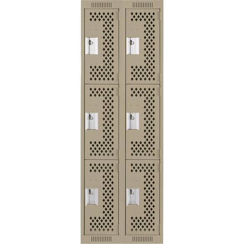Casiers Clean Line, 3 niveaux, Bloc de 2, 24" x 12" x 72", Acier, Beige, Rivet (assembl&eacute;), Perfor&eacute; NRZ Safety Inc.
