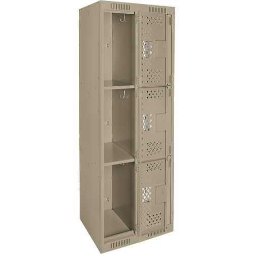Casiers Clean Line, 3 niveaux, Bloc de 2, 24" x 12" x 72", Acier, Beige, Rivet (assembl&eacute;), Perfor&eacute; NRZ Safety Inc.