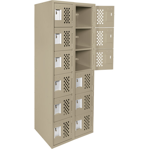 Assembled Lockerettes Clean Line Perforated Economy Lockers, 6 -tier, Bank of 2, 18" x 72" x 12", Steel NRZ Safety Inc.