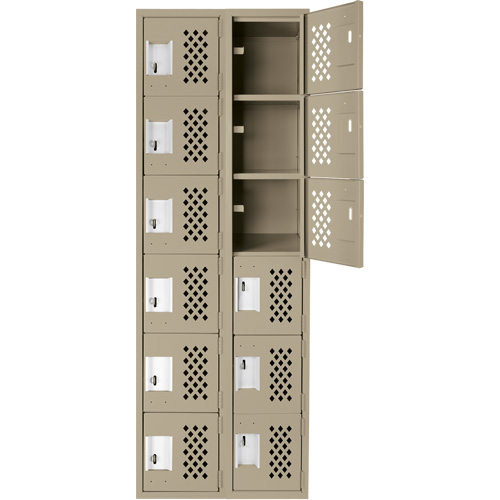 Assembled Lockerettes Clean Line Perforated Economy Lockers, 6 -tier, Bank of 2, 18" x 72" x 12", Steel NRZ Safety Inc.