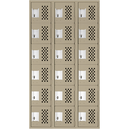 Assembled Lockerettes Clean Line Perforated Economy Lockers, 6 -tier, Bank of 3, 18" x 72" x 12", Steel NRZ Safety Inc.