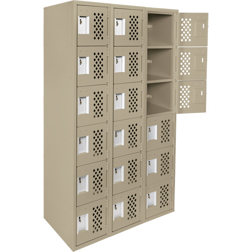 Assembled Lockerettes Clean Line Perforated Economy Lockers, 6 -tier, Bank of 3, 18" x 72" x 12", Steel NRZ Safety Inc.