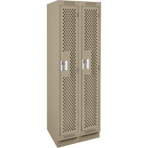 Clean Line Lockers, Bank of 2, 24" x 12" x 76", Steel, Beige, Rivet (Assembled), Perforated NRZ Safety Inc.