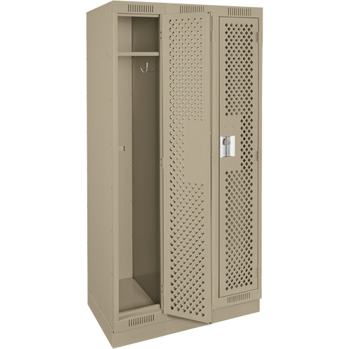 Clean Line Lockers, Bank of 3, 36" x 12" x 76", Steel, Beige, Rivet (Assembled), Perforated NRZ Safety Inc.