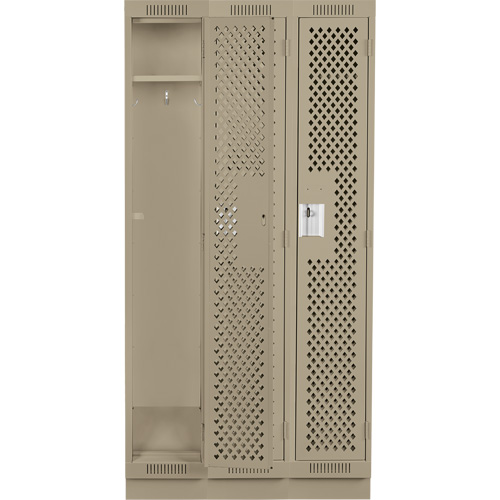 Clean Line Lockers, Bank of 3, 36" x 12" x 76", Steel, Beige, Rivet (Assembled), Perforated NRZ Safety Inc.