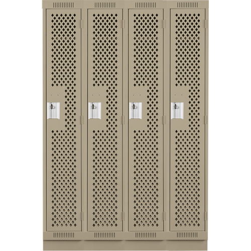 Clean Line Lockers, Bank of 4, 48" x 12" x 76", Steel, Beige, Rivet (Assembled), Perforated NRZ Safety Inc.
