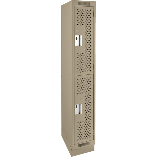Casiers Clean Line, 2 niveaux, 12" x 18" x 76", Acier, Beige, Rivet (assembl&eacute;), Perfor&eacute; NRZ Safety Inc.