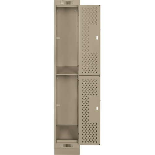 Casiers Clean Line, 2 niveaux, 12" x 18" x 76", Acier, Beige, Rivet (assembl&eacute;), Perfor&eacute; NRZ Safety Inc.