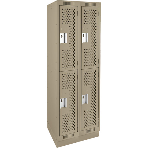 Clean Line Lockers, 2 -tier, Bank of 2, 24" x 15" x 76", Steel, Beige, Rivet (Assembled), Perforated NRZ Safety Inc.