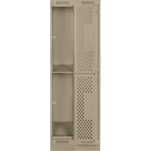 Clean Line Lockers, 2 -tier, Bank of 2, 24" x 15" x 76", Steel, Beige, Rivet (Assembled), Perforated NRZ Safety Inc.