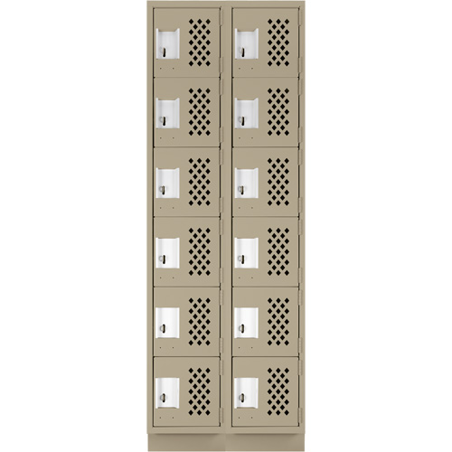 Assembled Lockerettes Clean Line Perforated Economy Lockers, 6 -tier, Bank of 2, 18" x 72" x 12", Steel NRZ Safety Inc.
