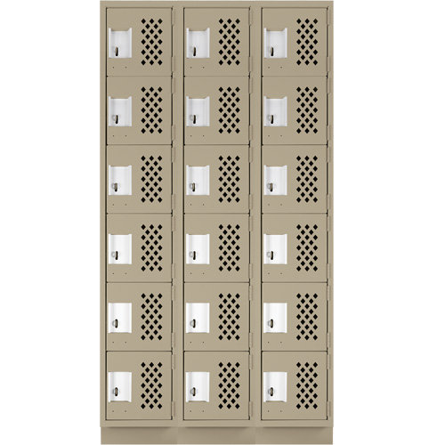 Assembled Lockerettes Clean Line Perforated Economy Lockers, 6 -tier, Bank of 3, 18" x 72" x 12", Steel NRZ Safety Inc.