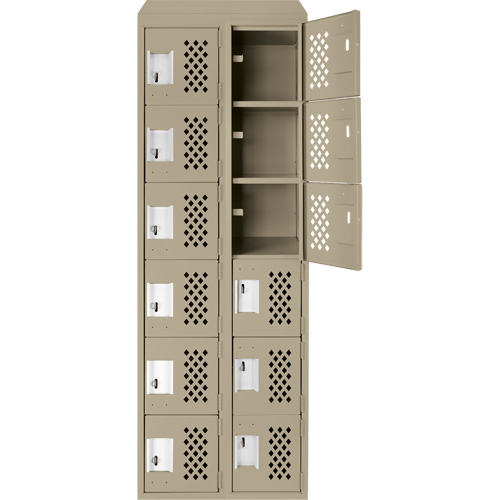 Assembled Lockerettes Clean Line Perforated Economy Lockers, 6 -tier, Bank of 2, 18" x 72" x 12", Steel NRZ Safety Inc.