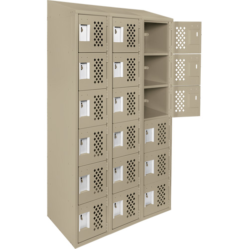Assembled Lockerettes Clean Line Perforated Economy Lockers, 6 -tier, Bank of 3, 18" x 72" x 12", Steel NRZ Safety Inc.