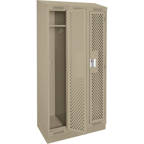 Clean Line Lockers, Bank of 3, 36" x 15" x 82", Steel, Beige, Rivet (Assembled), Perforated NRZ Safety Inc.