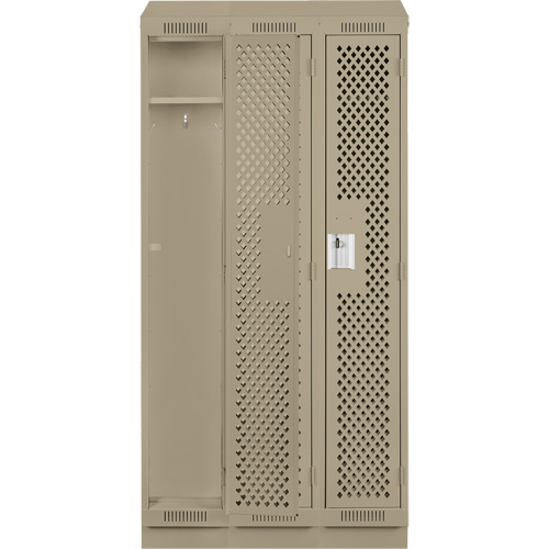 Clean Line Lockers, Bank of 3, 36" x 15" x 82", Steel, Beige, Rivet (Assembled), Perforated NRZ Safety Inc.