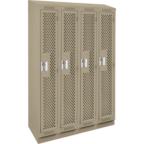 Casiers Clean Line, Bloc de 4, 48" x 15" x 82", Acier, Beige, Rivet (assembl&eacute;), Perfor&eacute; NRZ Safety Inc.