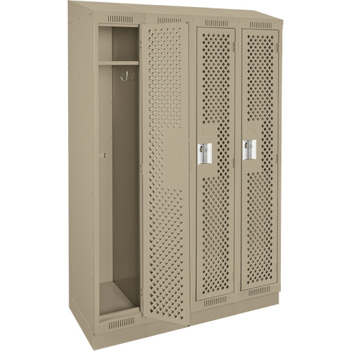 Casiers Clean Line, Bloc de 4, 48" x 15" x 82", Acier, Beige, Rivet (assembl&eacute;), Perfor&eacute; NRZ Safety Inc.