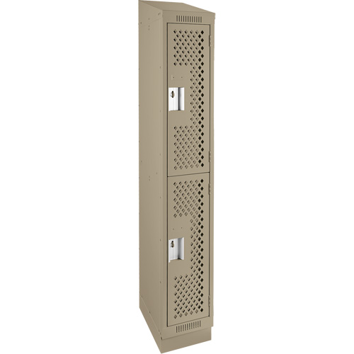 Clean Line Lockers, 2 -tier, 12" x 12" x 82", Steel, Beige, Rivet (Assembled), Perforated NRZ Safety Inc.