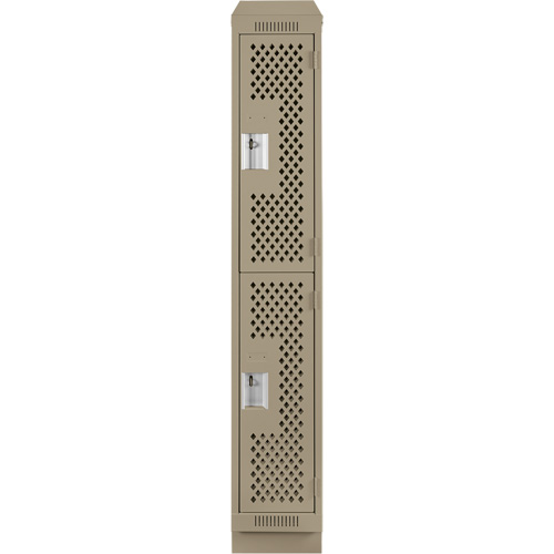 Clean Line Lockers, 2 -tier, 12" x 12" x 82", Steel, Beige, Rivet (Assembled), Perforated NRZ Safety Inc.