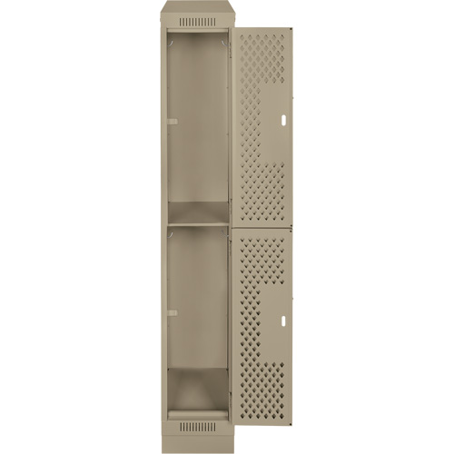 Clean Line Lockers, 2 -tier, 12" x 12" x 82", Steel, Beige, Rivet (Assembled), Perforated NRZ Safety Inc.