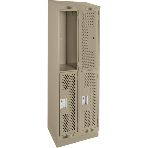Clean Line Lockers, 2 -tier, Bank of 2, 24" x 15" x 82", Steel, Beige, Rivet (Assembled), Perforated NRZ Safety Inc.