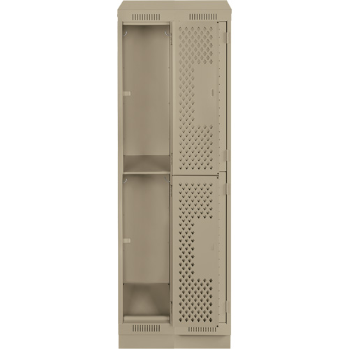 Clean Line Lockers, 2 -tier, Bank of 2, 24" x 15" x 82", Steel, Beige, Rivet (Assembled), Perforated NRZ Safety Inc.