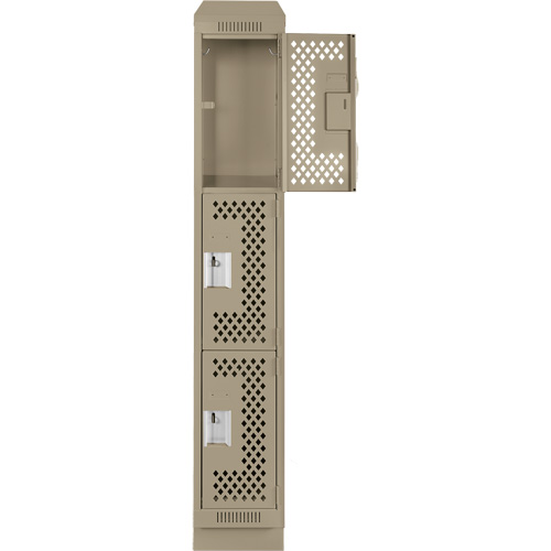 Clean Line Lockers, 3 -tier, 12" x 12" x 82", Steel, Beige, Rivet (Assembled), Perforated NRZ Safety Inc.