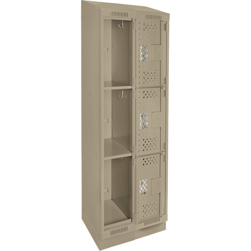 Clean Line Lockers, 3 -tier, Bank of 2, 24" x 18" x 82", Steel, Beige, Rivet (Assembled), Perforated NRZ Safety Inc.