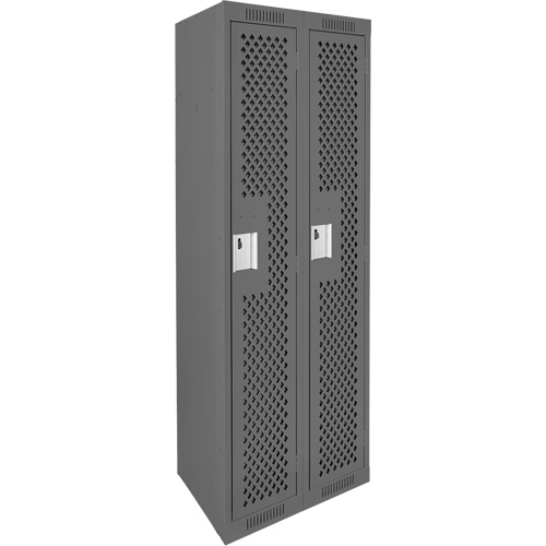 Clean Line Lockers, Bank of 2, 24" x 12" x 72", Steel, Charcoal, Rivet (Assembled), Perforated NRZ Safety Inc.