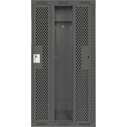 Clean Line Lockers, Bank of 3, 36" x 12" x 72", Steel, Charcoal, Rivet (Assembled), Perforated NRZ Safety Inc.