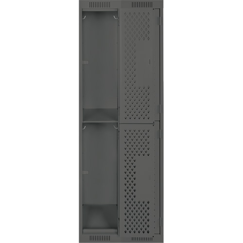 Clean Line Lockers, 2 -tier, Bank of 2, 24" x 15" x 72", Steel, Charcoal, Rivet (Assembled), Perforated NRZ Safety Inc.