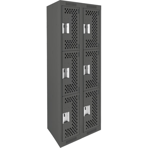 Casiers Clean Line, 3 niveaux, Bloc de 2, 24" x 12" x 72", Acier, Charbon, Rivet (assembl&eacute;), Perfor&eacute; NRZ Safety Inc.
