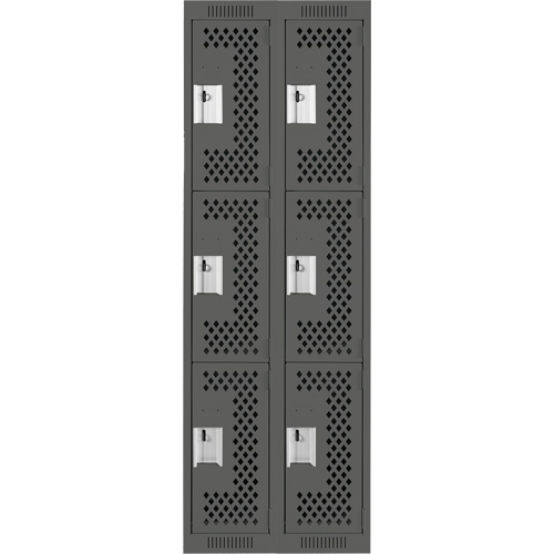 Casiers Clean Line, 3 niveaux, Bloc de 2, 24" x 12" x 72", Acier, Charbon, Rivet (assembl&eacute;), Perfor&eacute; NRZ Safety Inc.