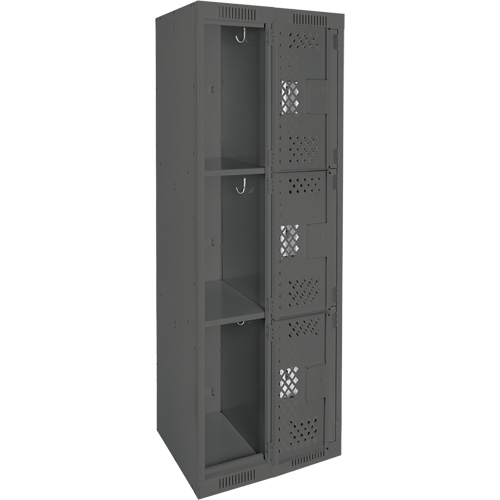 Casiers Clean Line, 3 niveaux, Bloc de 2, 24" x 12" x 72", Acier, Charbon, Rivet (assembl&eacute;), Perfor&eacute; NRZ Safety Inc.